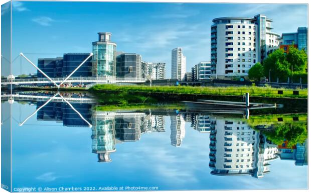Leeds Knights Bridge Reflections  Canvas Print by Alison Chambers