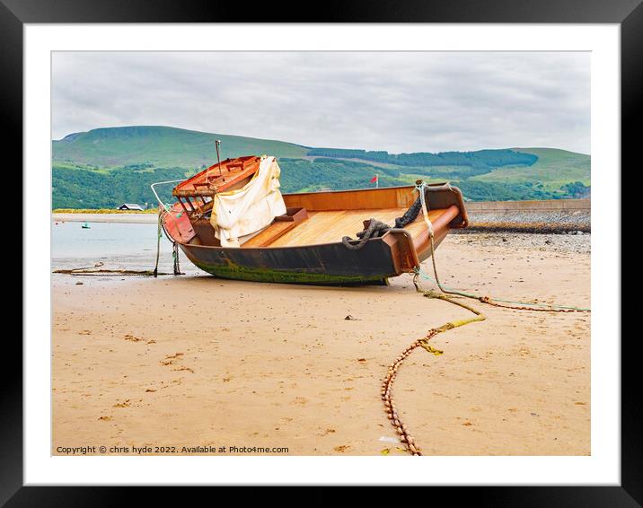 Derelict trawler Barmouth Framed Mounted Print by chris hyde