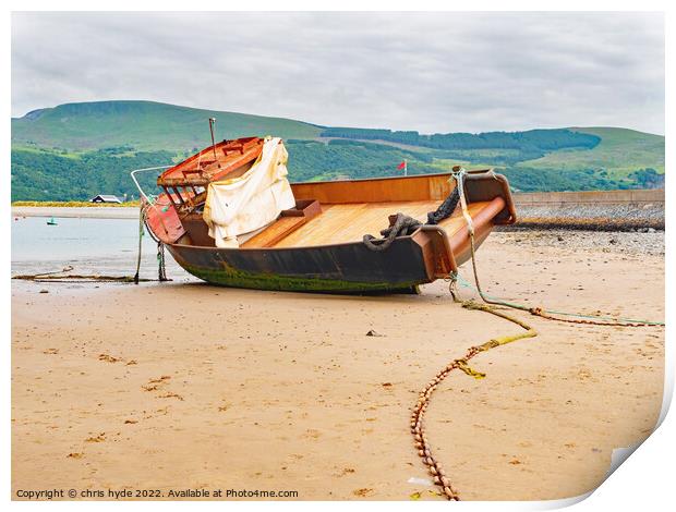 Derelict trawler Barmouth Print by chris hyde