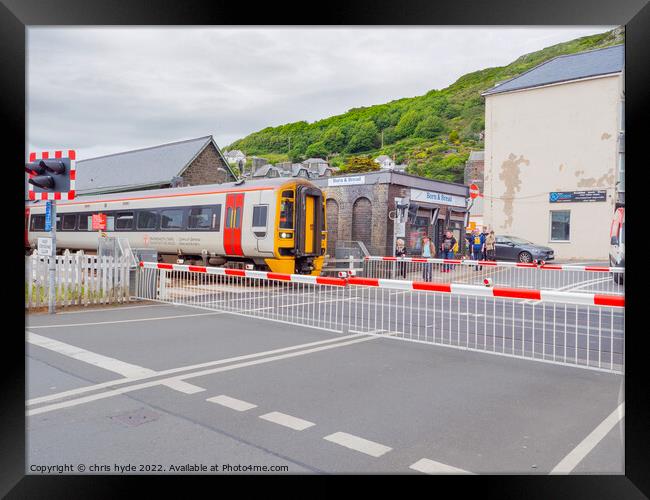 Train in Barmouth station Framed Print by chris hyde