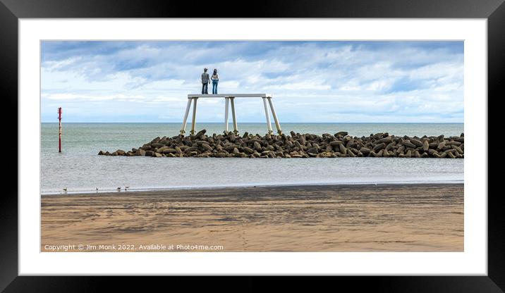 The Couple Statue at Newbiggin By The Sea Framed Mounted Print by Jim Monk