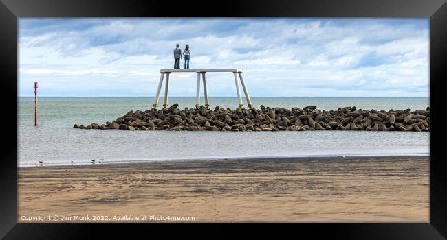 The Couple Statue at Newbiggin By The Sea Framed Print by Jim Monk