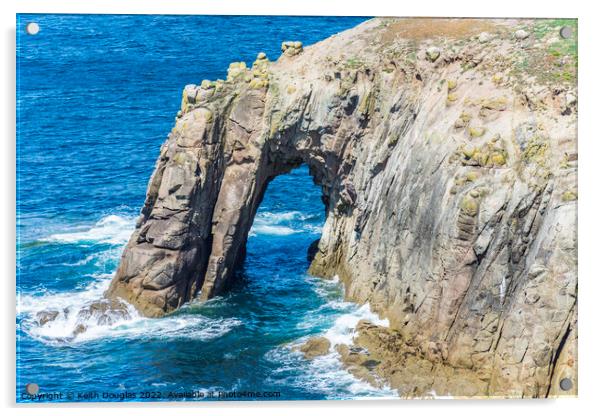 Enys Dodnan Arch, Cornwall Acrylic by Keith Douglas