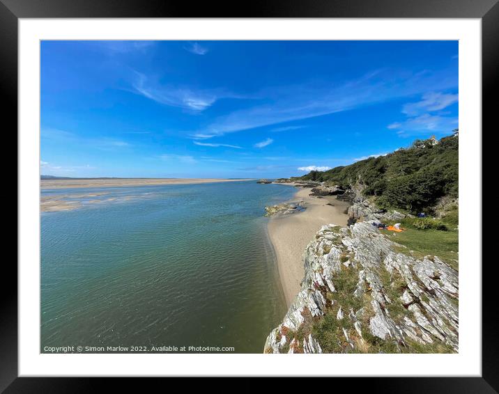 Looking across the sand at Borth Y Gest in North Wales Framed Mounted Print by Simon Marlow