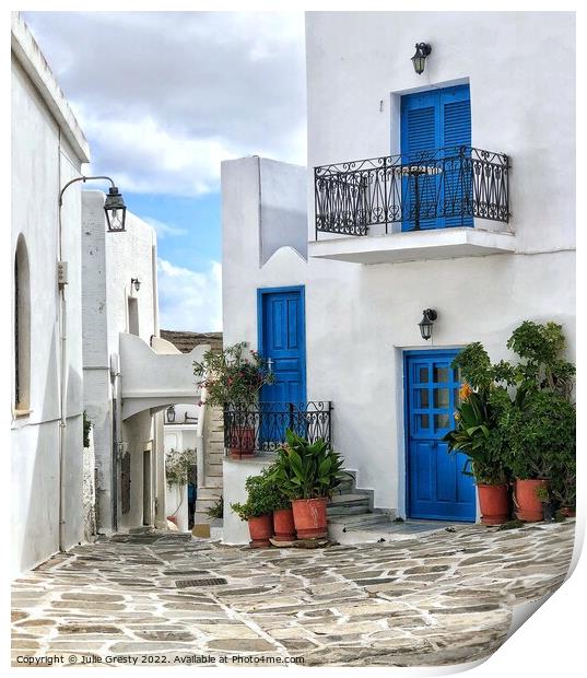 Lefkes Greek Mountain Village Paros Print by Julie Gresty