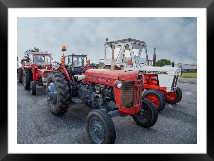 David Brown and a Massey ferguson Framed Mounted Print by kathy white