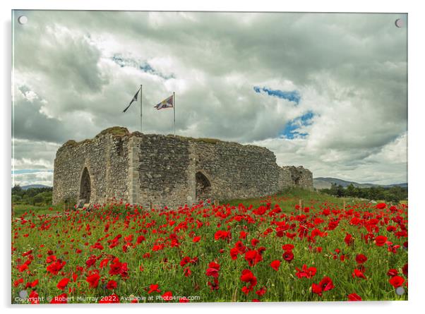 Castle Roy with Poppies Acrylic by Robert Murray