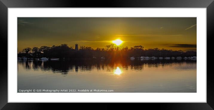 Ranworth Broad Sunset Framed Mounted Print by GJS Photography Artist