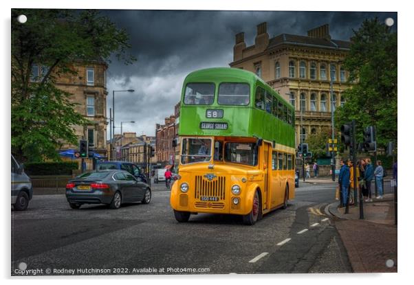 1960's Glasgow Bus Acrylic by Rodney Hutchinson