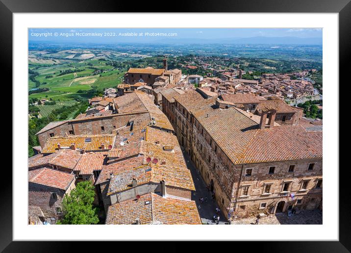 Across the rooftops of Montepulciano, Tuscany Framed Mounted Print by Angus McComiskey