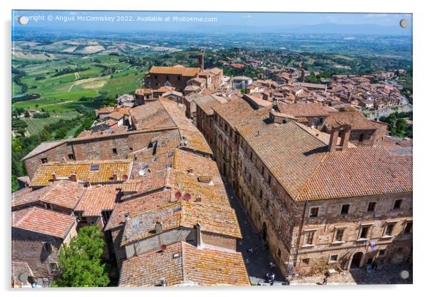 Across the rooftops of Montepulciano, Tuscany Acrylic by Angus McComiskey