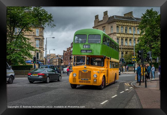 1960's Glasgow Leyland Bus Framed Print by Rodney Hutchinson