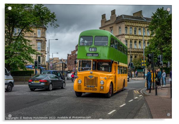 1960's Glasgow Leyland Bus Acrylic by Rodney Hutchinson