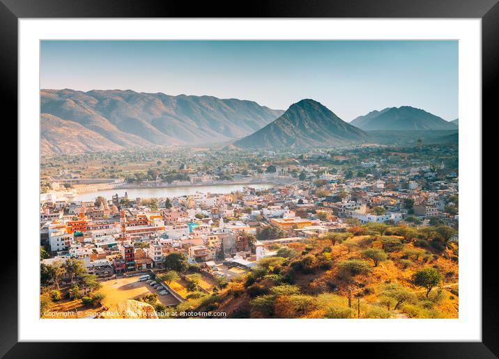 Pushkar town panorama view in India Framed Mounted Print by Sanga Park