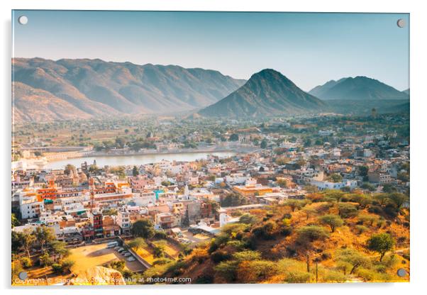 Pushkar town panorama view in India Acrylic by Sanga Park