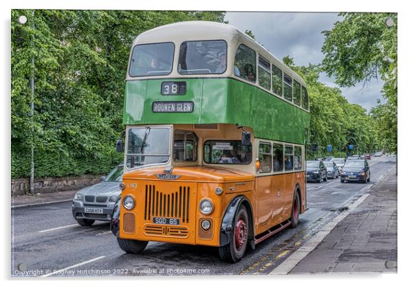1950's Glasgow Leyland Bus Acrylic by Rodney Hutchinson