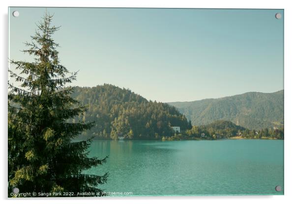 Lake Bled and mountains in Slovenia Acrylic by Sanga Park