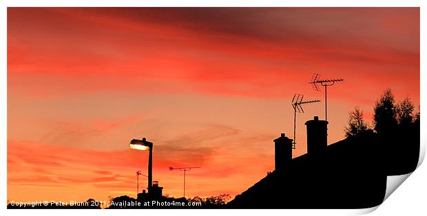 Urban sky @ dusk with Silhouettes Print by Peter Blunn