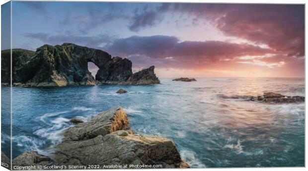 Stac A Phris sea rock arch, Isle of Lewis, Outer Hebrides, Scotland. Canvas Print by Scotland's Scenery