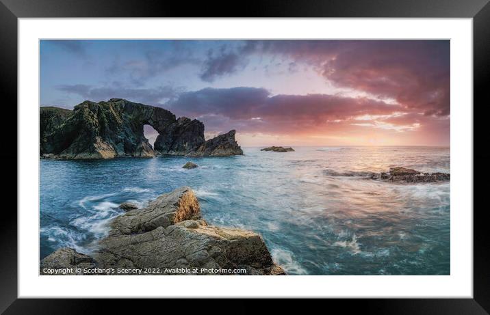 Stac A Phris sea rock arch, Isle of Lewis, Outer Hebrides, Scotland. Framed Mounted Print by Scotland's Scenery