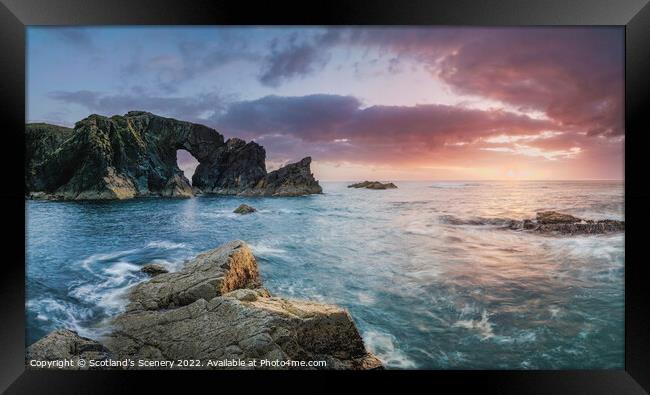 Stac A Phris sea rock arch, Isle of Lewis, Outer Hebrides, Scotland. Framed Print by Scotland's Scenery