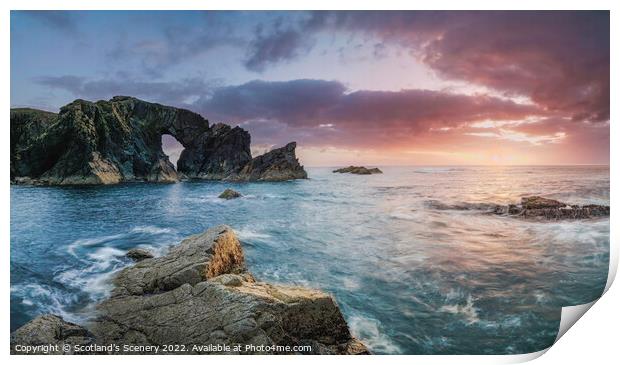 Stac A Phris sea rock arch, Isle of Lewis, Outer Hebrides, Scotland. Print by Scotland's Scenery