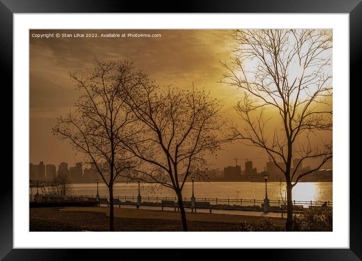 Sunset over the Huangpu river Framed Mounted Print by Stan Lihai