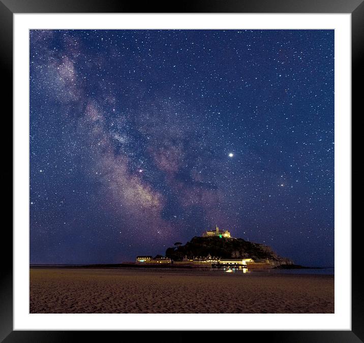 Milky way at St. Michael’s Mount Cornwall Framed Mounted Print by kathy white