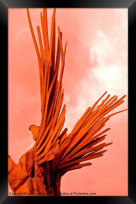 Pegasus in orange Framed Print by Laura Jarvis