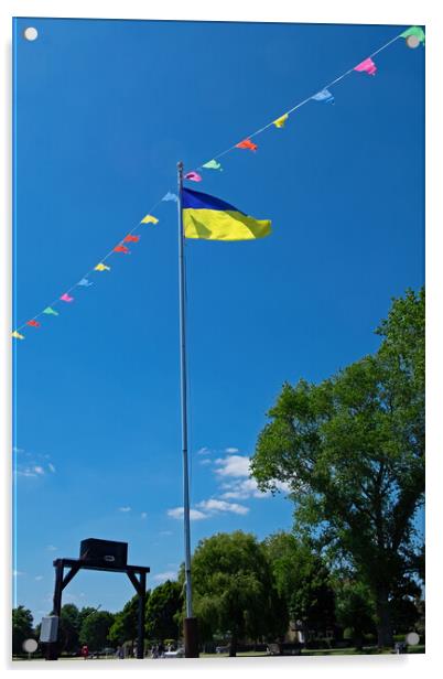 Ukranian Flag flies in Christchurch Harbour Acrylic by Joyce Storey