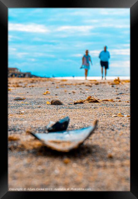 Taking a Stroll | Brancaster Beach | Norfolk Framed Print by Adam Cooke