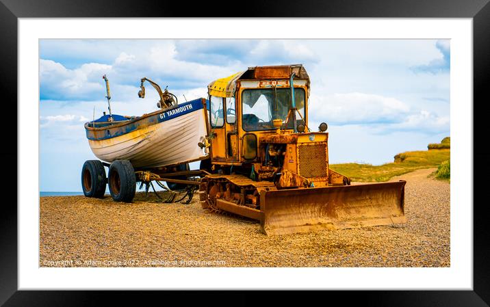 Tractor | Weybourne Beach | Norfolk Framed Mounted Print by Adam Cooke