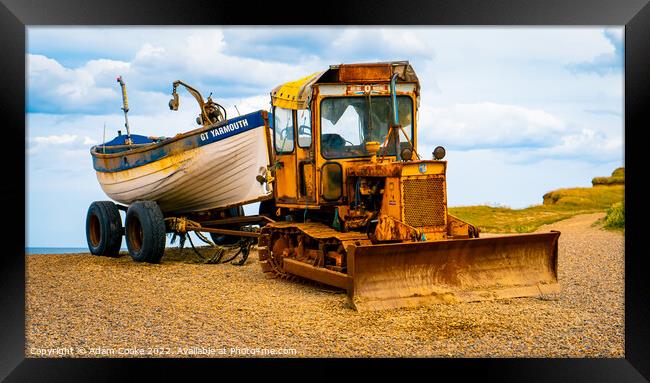 Tractor | Weybourne Beach | Norfolk Framed Print by Adam Cooke