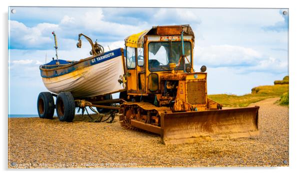 Tractor | Weybourne Beach | Norfolk Acrylic by Adam Cooke