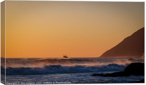 Golden Sunset, Noordhoek Beach, Cape Town, SA Canvas Print by Rika Hodgson
