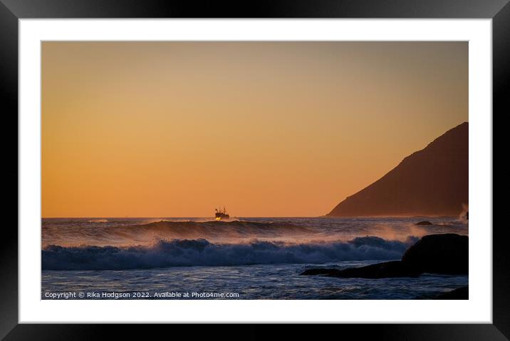 Golden Sunset, Noordhoek Beach, Cape Town, SA Framed Mounted Print by Rika Hodgson