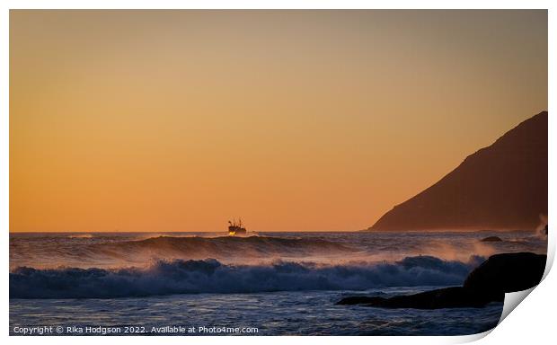Golden Sunset, Noordhoek Beach, Cape Town, SA Print by Rika Hodgson