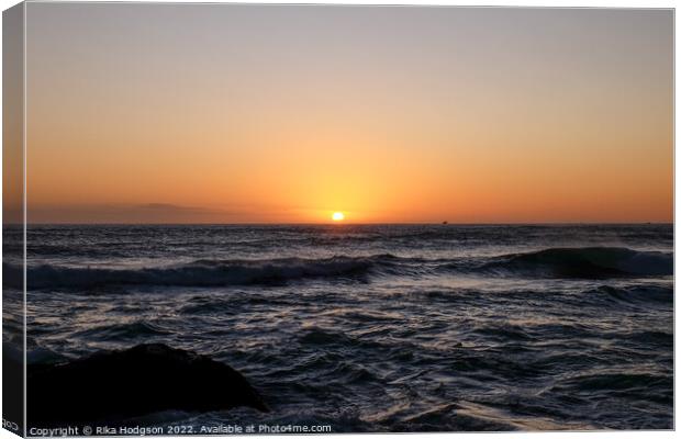 Golden sunset, Noordhoek Beach, Cape Town  Canvas Print by Rika Hodgson
