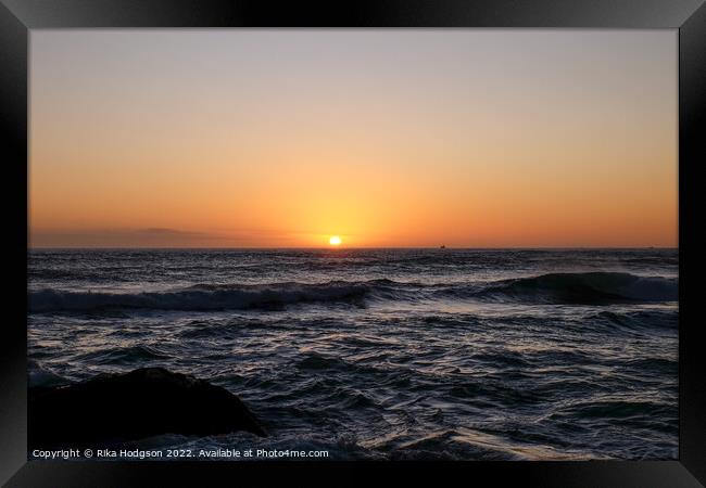 Golden sunset, Noordhoek Beach, Cape Town  Framed Print by Rika Hodgson
