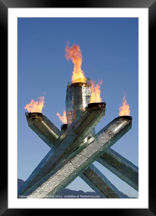 Olympic Cauldron Vancouver 2010 Winter Games Framed Mounted Print by John Mitchell