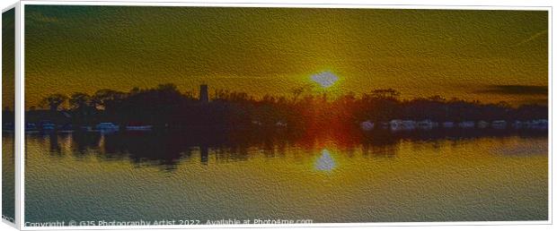 Ranworth Broad Sunset in Oil Bordered Canvas Print by GJS Photography Artist