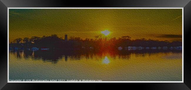 Ranworth Broad Sunset in Oil Bordered Framed Print by GJS Photography Artist