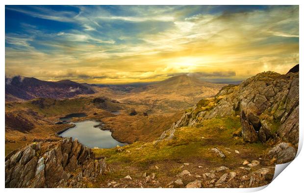 Snowdonia lake view Print by David Martin