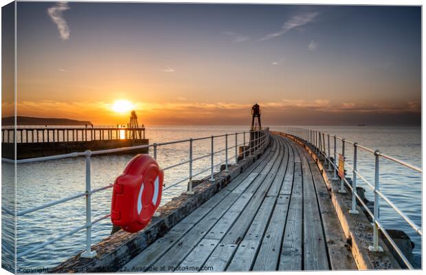 Whitby Sunset from The East Pier Canvas Print by Richard Burdon