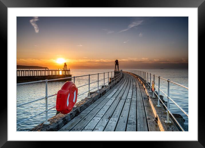 Whitby Sunset from The East Pier Framed Mounted Print by Richard Burdon