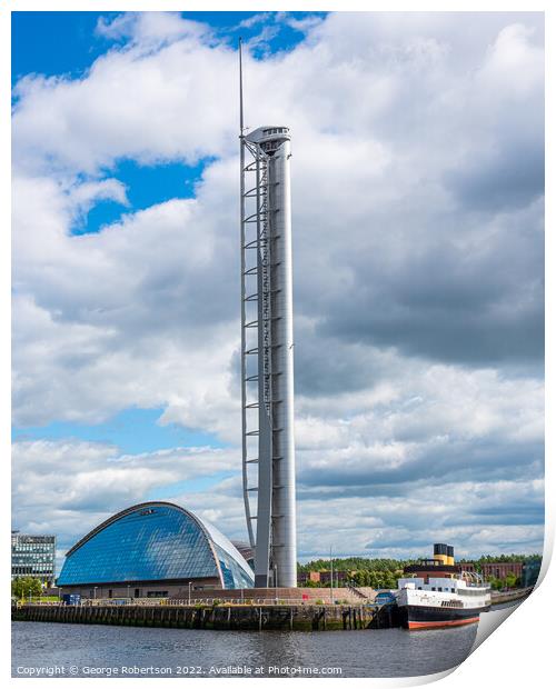 Glasgow Science Centre and the TS Queen Mary Print by George Robertson