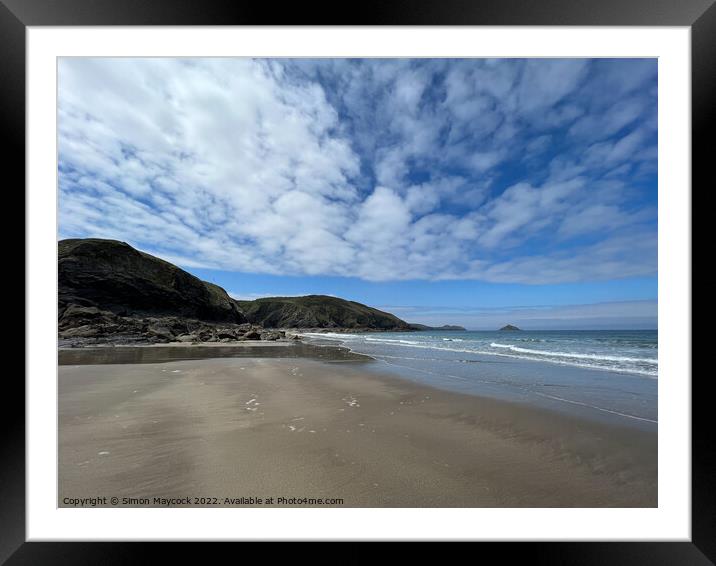 Lundy Beach on the north coast of Cornwall Framed Mounted Print by Simon Maycock