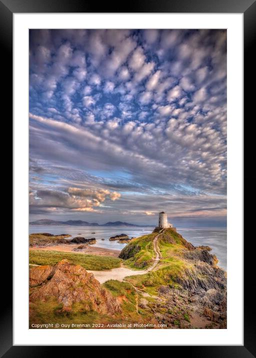 Llanddwyn lighthouse Anglesey  Framed Mounted Print by Guy Brennan