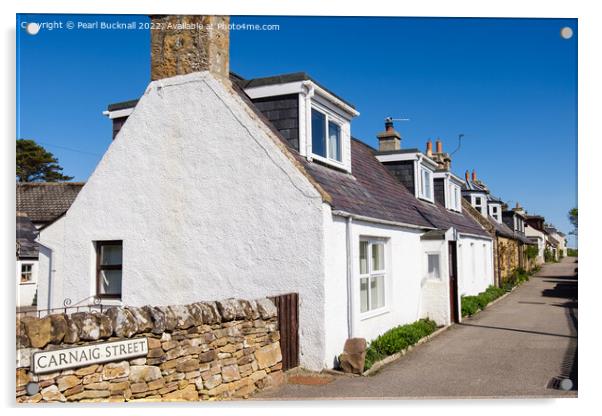 Scottish cottages in Dornoch Scotland Acrylic by Pearl Bucknall