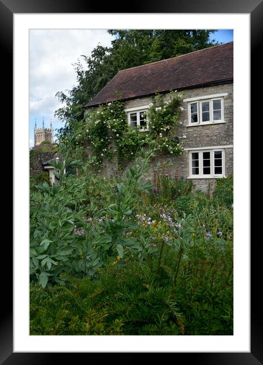 Cottage garden in Mells in Somerset Framed Mounted Print by Peter Wiseman